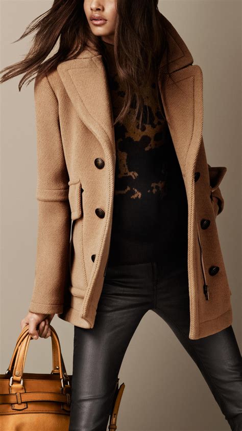 burberry peacoat camel check|burberry cashmere camel coats.